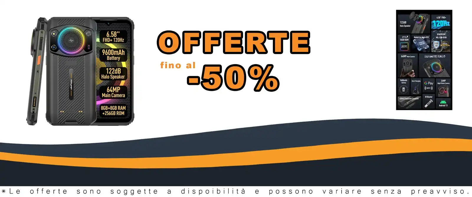 Smartphone resistente Android 13 Infinite Halo 122dB