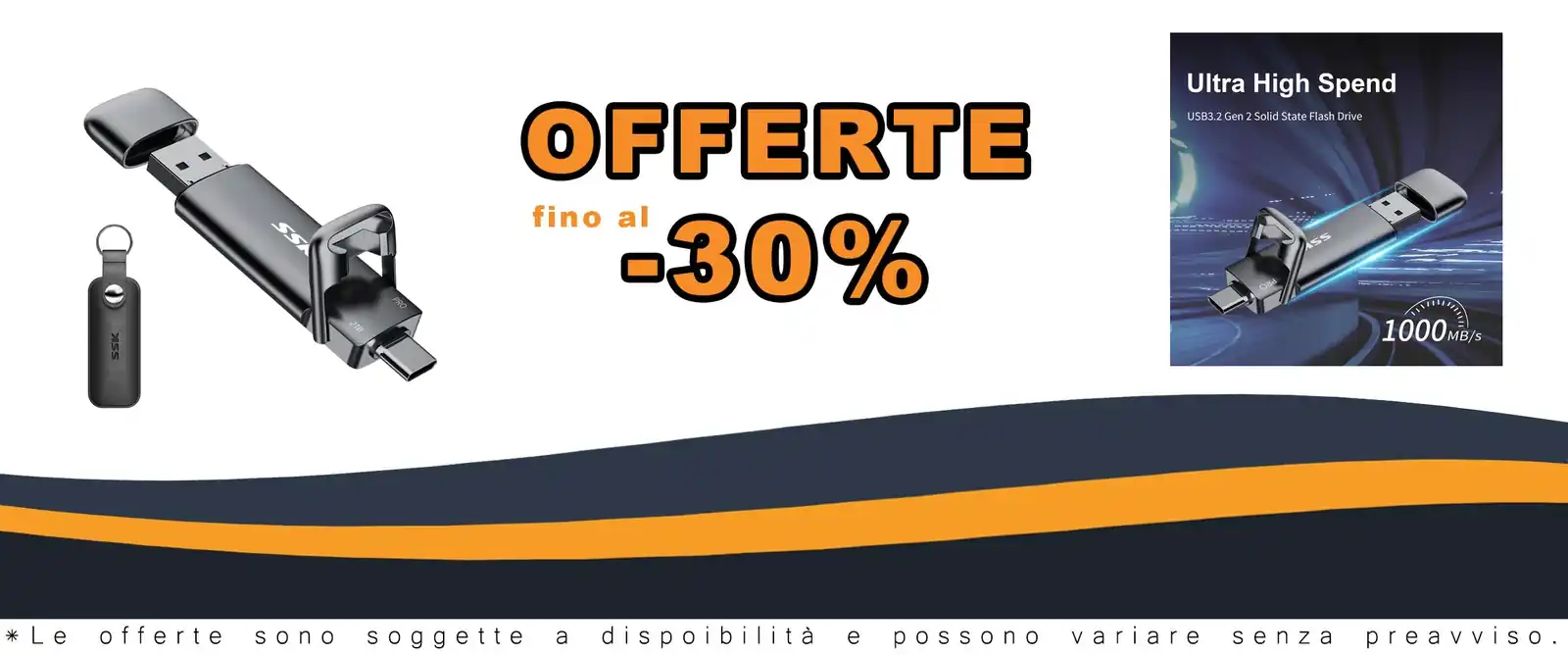 SSD portatile 2TB USB A + C per laptop